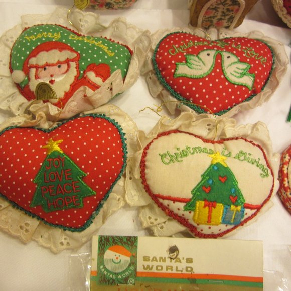 VTG 60's TO 80's FABRIC ORNAMENTS, SET OF 13, GREAT TREE ACCENTS - Picture 6 of 7